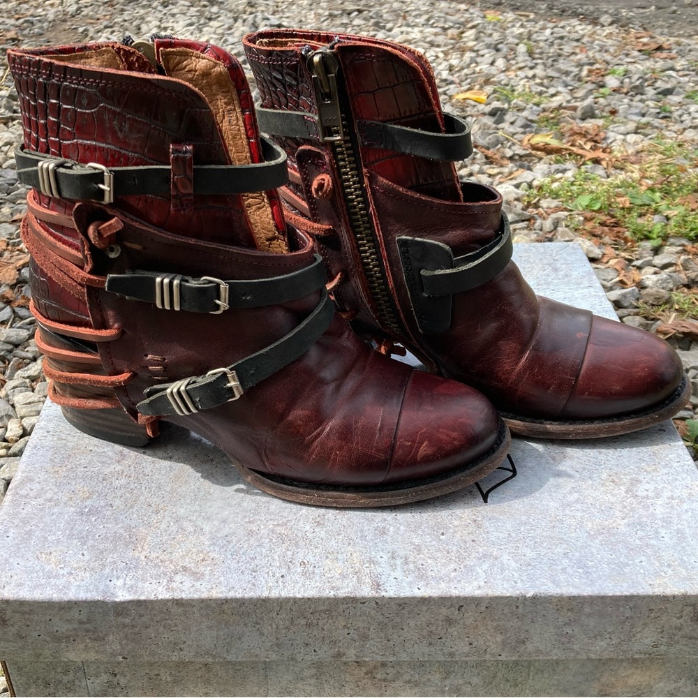 Freebird by Steven Crue Red Ankle Boots